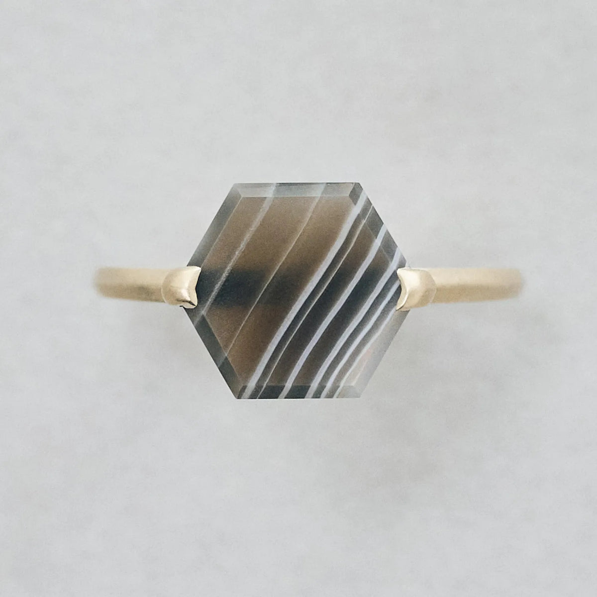 Hexagonal Gemstone Ring_node(ボツワナアゲート)