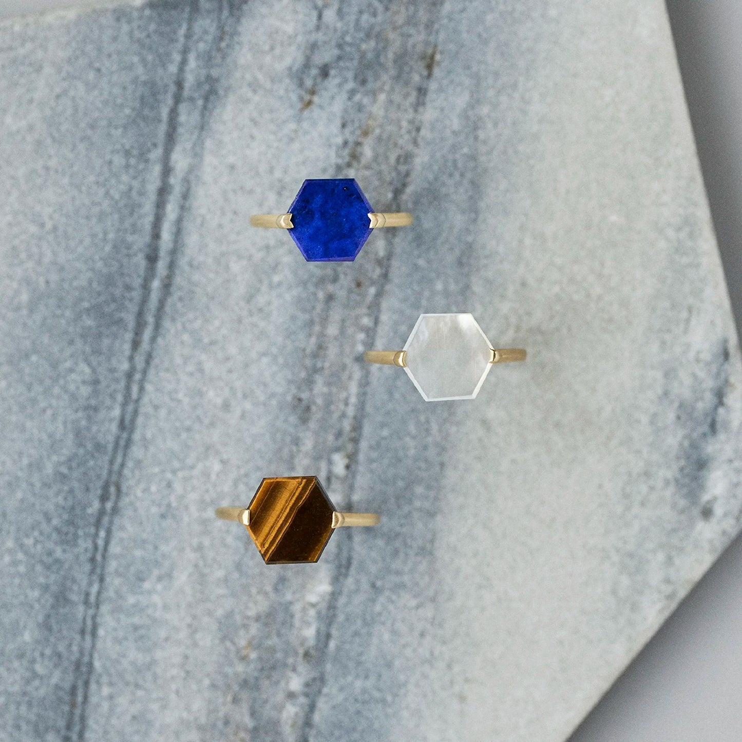 Hexagon Gemstone Ring_node(Lapis Lazuli)