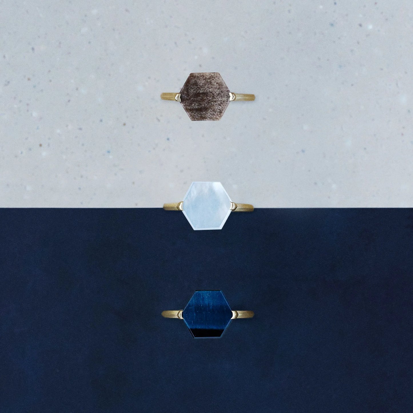 Hexagon Gemstone Ring_node(Lapis Lazuli)