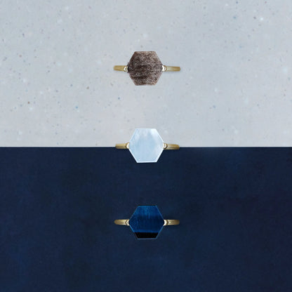 Hexagon Gemstone Ring_node(Lapis Lazuli)