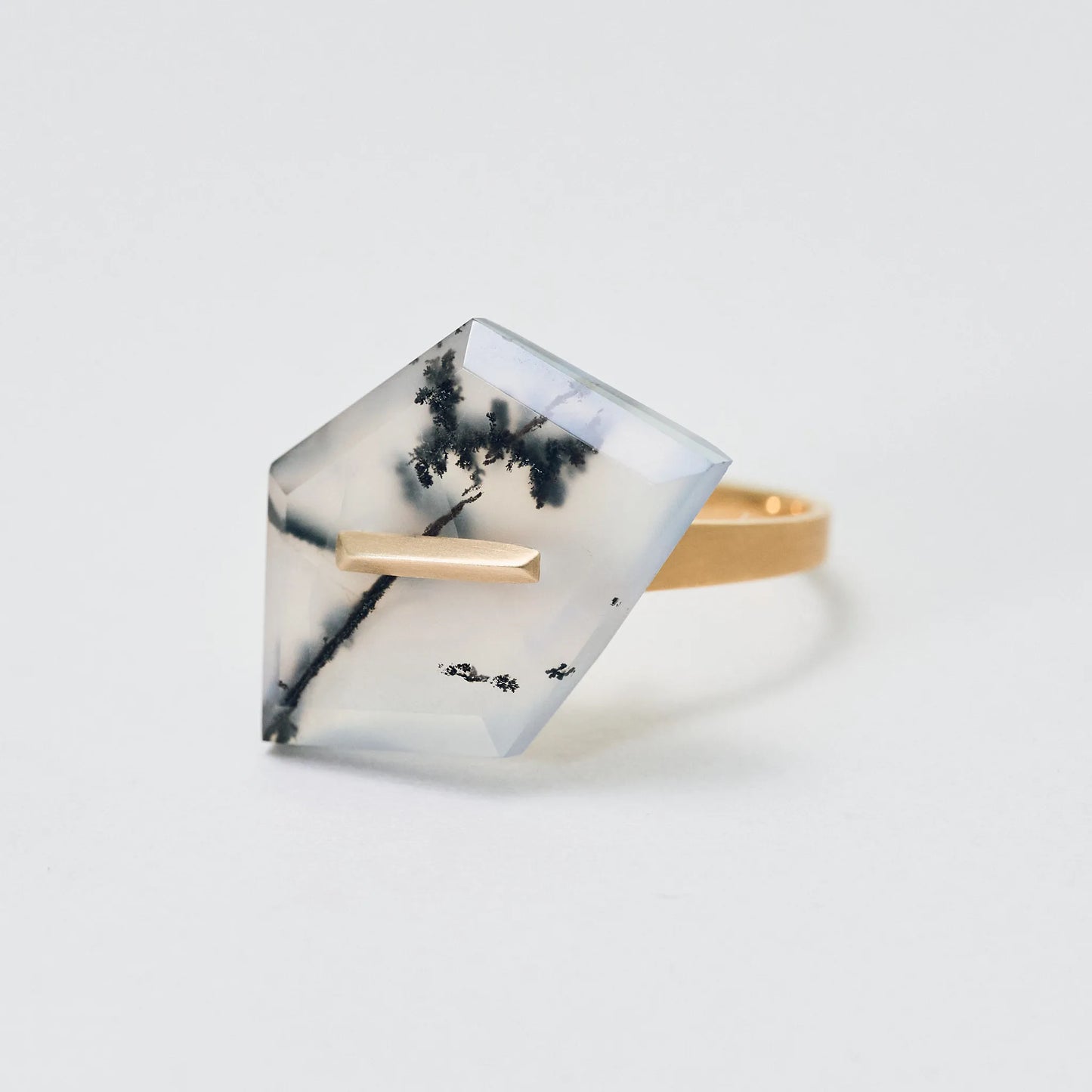 Random Faceted Stone Ring_staple(デンドライトアゲート)