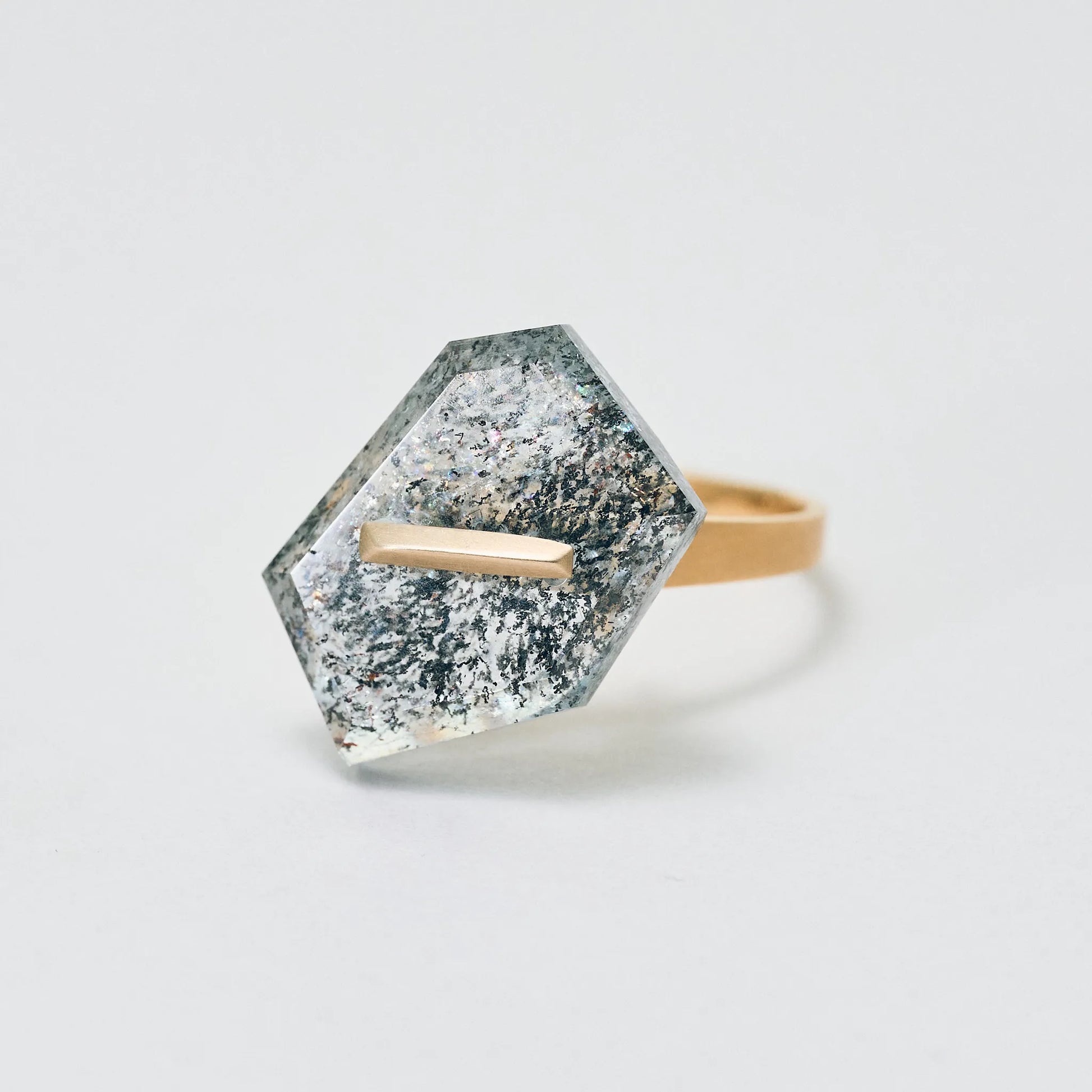 Random Faceted Gemstone Ring_staple(モスアクアマリン)|cobaco Random Faceted Gemstone Ring_staple(モスアクアマリン)|cobaco