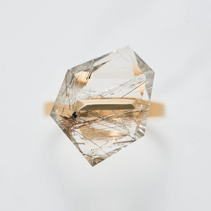 Random Faceted Stone Ring_staple (Rutilated Quartz)