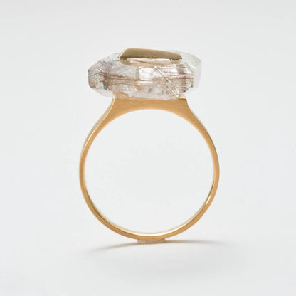 Random Faceted Stone Ring_staple (Rutilated Quartz)