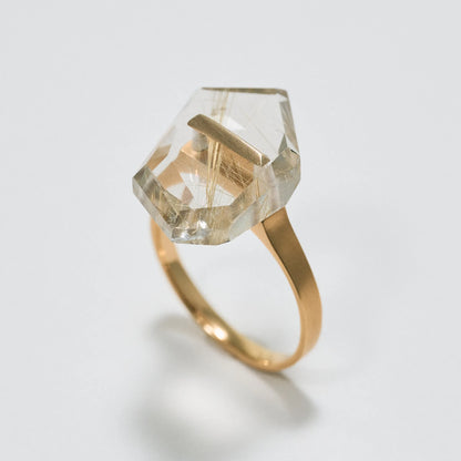 Random Faceted Stone Ring_staple(ルチルクオーツ)