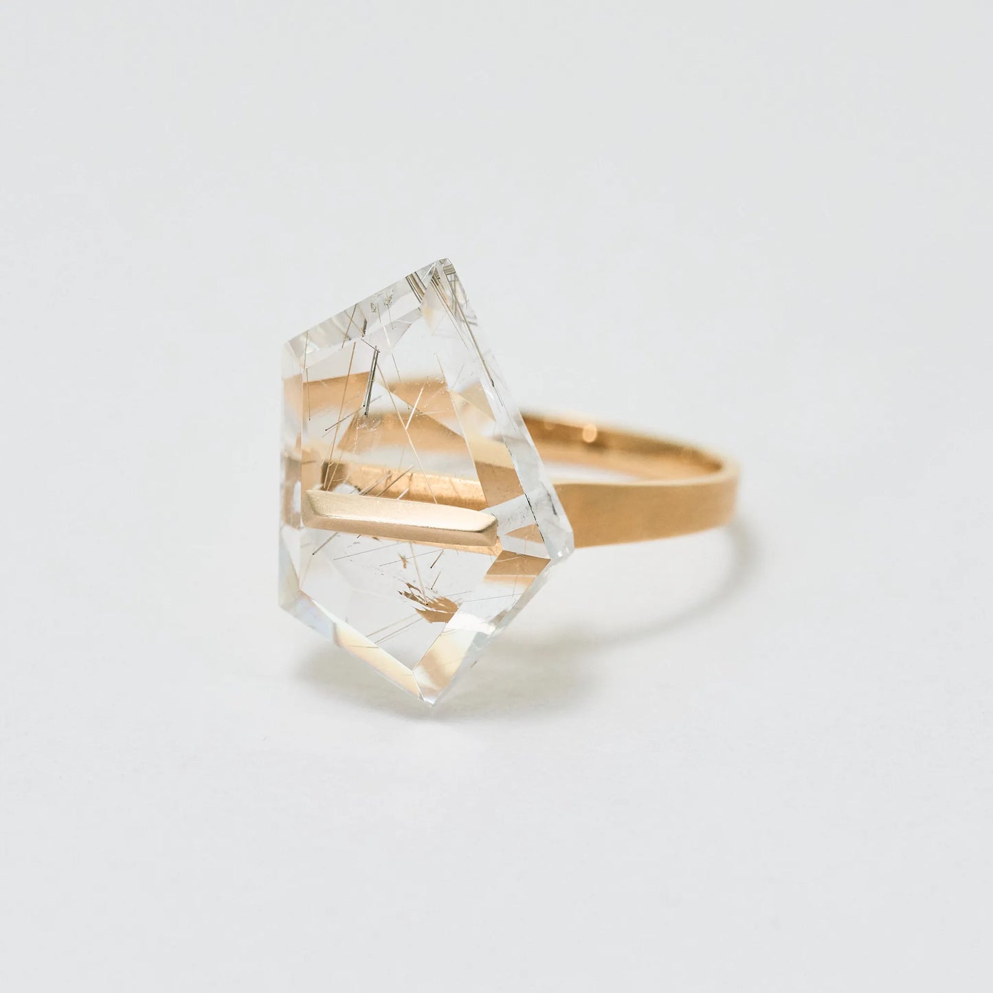 Random Faceted Stone Ring_staple(ルチルクオーツ)