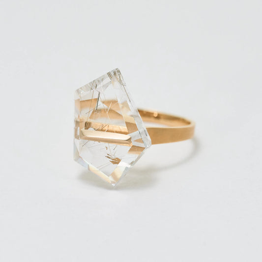 Random Faceted Stone Ring_staple (Rutilated Quartz)