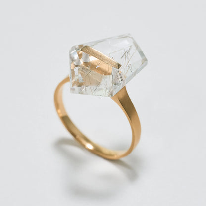 Random Faceted Stone Ring_staple(ルチルクオーツ)