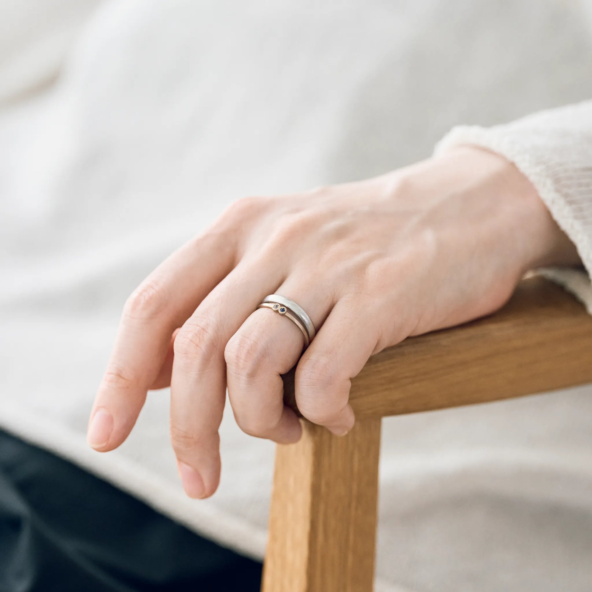 Mother Ring_matte(2石)|誕生石マザーリング|cobaco for baby Mother Ring_matte(2石)|誕生石マザーリング|cobaco for baby